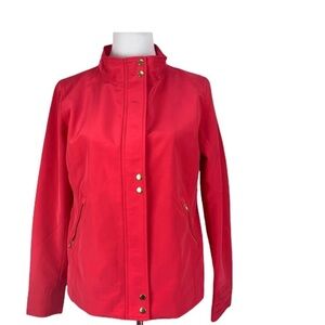 Crown & Ivy large pink jacket with gold buttons